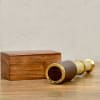 Gift Engravable Solid Brass And Leather Finish Telescope In Sheesham Wood Box