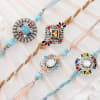 Enthralling Blue Stone Rakhi Set Of 4
