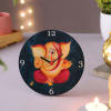 Gift Ganesha Wooden Table Clock With Metal Lantern