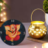 Ganesha Wooden Table Clock With Metal Lantern Online