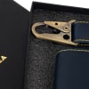 Glamorous Vegan Leather Wallet And Keychain Combo - Navy Blue Online