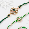 Green Kundan And Meenakari Rakhis - Set Of 2