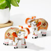 Hand-Painted Meenakari Marble Elephant - Set Of 2 Online