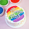 Happy Holi Fresh Cream Cake With Rainbow Icing
