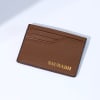 Gift Leather Card Case And Keychain Set - Personalized - Dark Tan