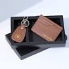 Leather Card Case And Keychain Set - Personalized - Dark Tan Online
