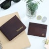Gift Leather Wallet And Card Holder Set - Personalized - Brown