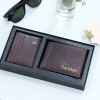 Leather Wallet And Card Holder Set - Personalized - Brown Online