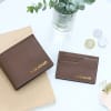 Gift Leather Wallet And Card Holder Set - Personalized - Dark Tan