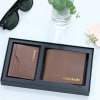 Leather Wallet And Card Holder Set - Personalized - Dark Tan Online