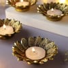 Gift Lotus Metal T-Light Holders With T-Lights (Set of 4+4)