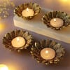 Lotus Metal T-Light Holders With T-Lights (Set of 4+4) Online