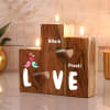 Gift Lovebirds Personalized Wooden T-Light Stand
