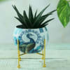 Peacock Design Round Metal Planter without Plant Online