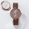 Personalized Brown Embellished Wristwatch Online