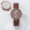 Personalized Brown Studded Watch For Women Online