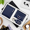 Personalized Genuine Leather Wallet Combo For Men - Blue