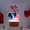 Personalized Heart And Roses LED Lamp Brown Base