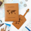 Personalized Passport Cover And Luggage Tag Combo - Tan