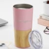 Gift Personalized Pink Tumbler With Wooden Base