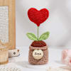 Personalized Red Crochet Heart In Pot