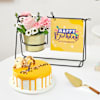 Personalized Sunny Cake With Birthday Swing Planter Online