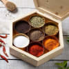 Gift Personalized Wooden Masala Box with Metal Containers for Mom