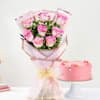 Pink Bliss Cake And Jumilia Rose Bouquet Combo Online