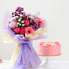 Pink Delight Cake And Elegant Floral Bouquet Combo Online