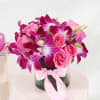 Purple Orchids & Pink Roses In Round Vase Online