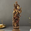 Gift Radha Krishna Gold Toned Hand Painted Idol