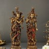 Radha Krishna Gold Toned Hand Painted Idol Online