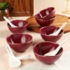 Gift Regal Feast Set of 6 Soup Bowls N Spoons - Maroon