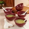 Regal Feast Set of 6 Soup Bowls N Spoons - Maroon Online