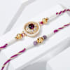 Regal Purple Stone And Pearl Rakhi - Set Of 2