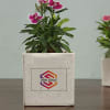 Gift Set of 2 Ceramic Planters - Customized with Logo