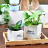 Gift Set of 2 Ceramic Planters With Logo