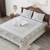 Silk Embroidered Patchwork Double Bedcover - White (Set of 5) Online