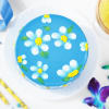 Buy White Petals Blue Cake