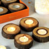 Wooden Log Tea-light Candle Set Online