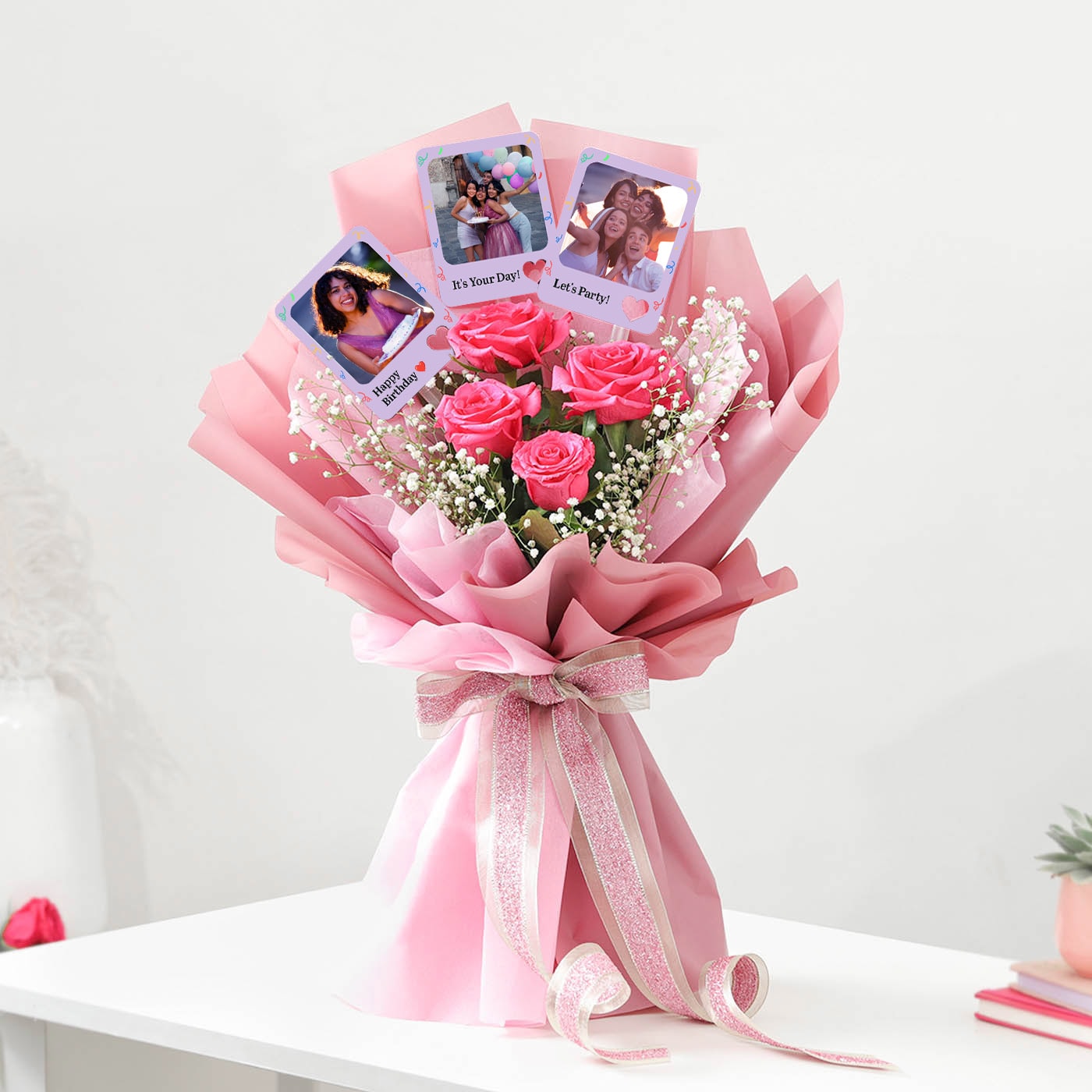 Personalized Magnets and Blooms Birthday Bouquet